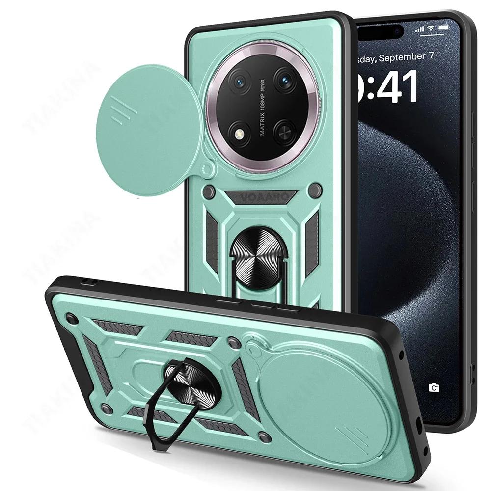 Slide Lens Armor Funda for Realme C61 4G India Case Magnetic Ring Stand Holder Cover for Realme Note 60 Narzo N61 4G Global Case