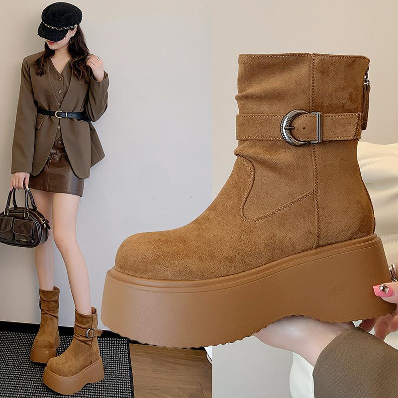 Neue Herbstnische kleine dicksohlige erhöhende Martin-Stiefel Damen Retro dünne kurze Stiefel
