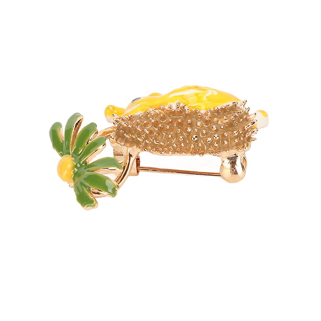 Cute Cartoon Hedgehog Flower Brooch Pin Men Women Yellow Green Alloy Enamel Exquisite Animal Brooch Jewelry