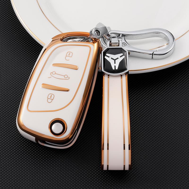 Soft TPU Remote Key Cover Case Shell Fob for Peugeot Citroen C1 C2 C3 C4 C5 DS3 DS4 DS5 DS6 Car Styling Accessories Keychain