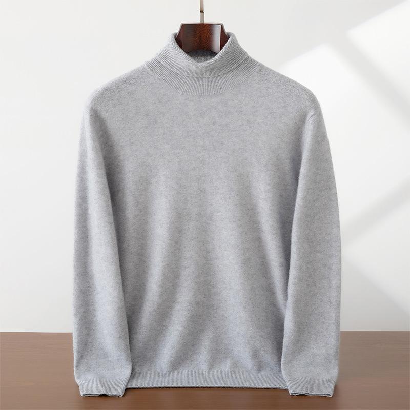 New cashmere sweater high lapel neck pullover solid color loose knitting