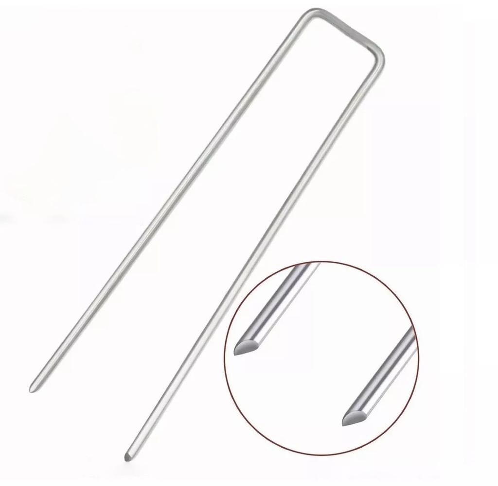 50 Stück U-förmige Rasennägel Verzinkter Stahl Rostfrei Gartensteckpfähle zur Befestigung von Zäunen Unkrautvlies