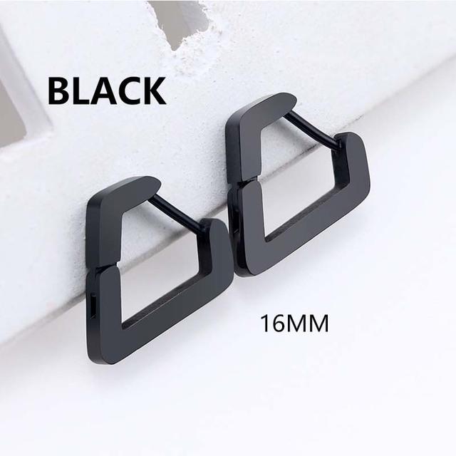 Orecchino Cerchio Nero alla Moda per Uomo Minimalista Geometrico Rettangolare Esagono Triangolo Pentagramma Quadrato Orecchino a Cerchio Gioielli Uomo