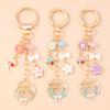 Pretty Enamel Wreath Flower Keychain Bowknot Key Ring Pendants for Women Girls Handbag Decor Handmade Key Chain Jewelry Gifts