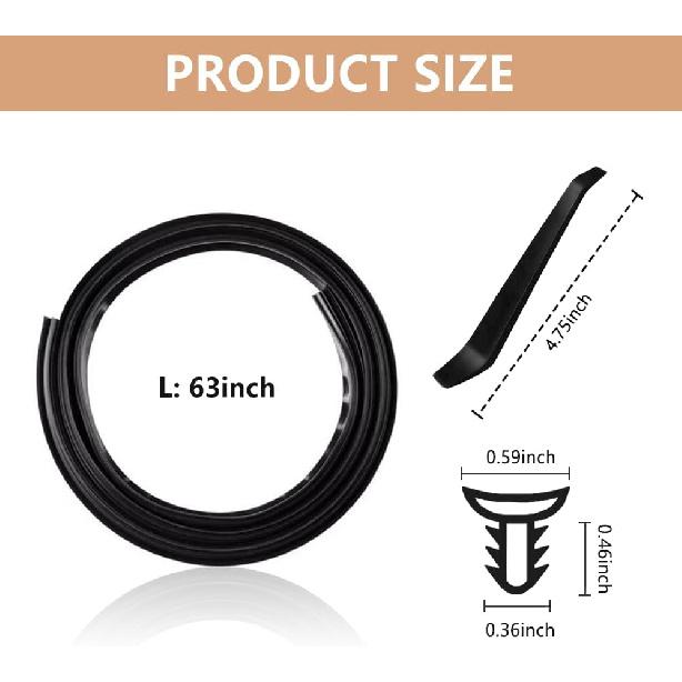 5.24Ft Car Windshield Trim Seal Strip for Dashboard - Dust & Soundproofing Rubber Seal Strip for Comfortable Driving - Universal Cuttable Automotive