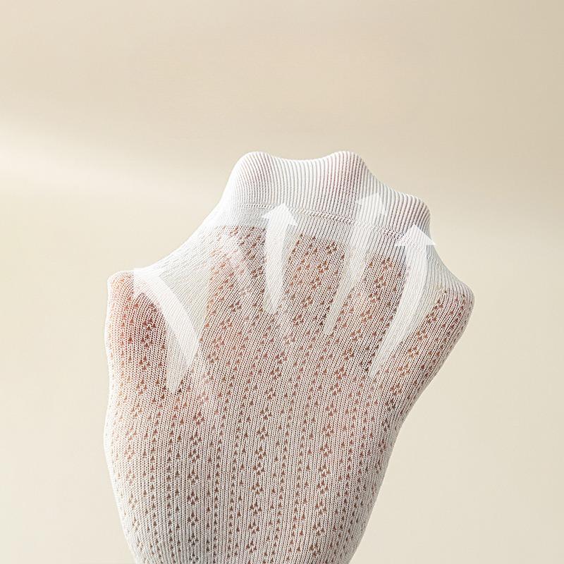 Sommersocken für Damen mit Schwarzpilzkanten, dünnes Netz, locker, Frottee-Wochenbettsocken für Mädchen, atmungsaktive Baumwoll-Halbvadensocken