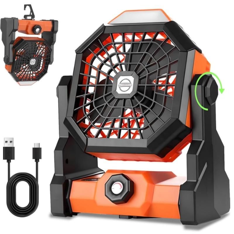 Portable Fan Rechargeable, Cordless Battery Powered Fan with LED Lantern, Outdoor Table Fan,USB Battery Operated Fans for Travel