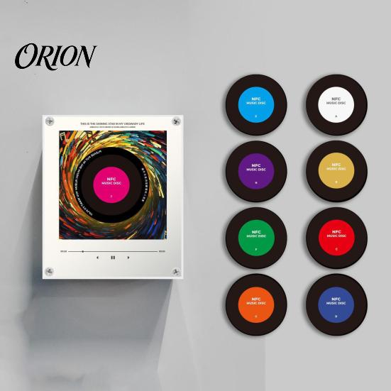 NFC Induction Music Player Magnetic Refrigerator Player, Enabled Vinyl Record Fridge Magnet, Acrylic Box with LED Light, Decoration for Home