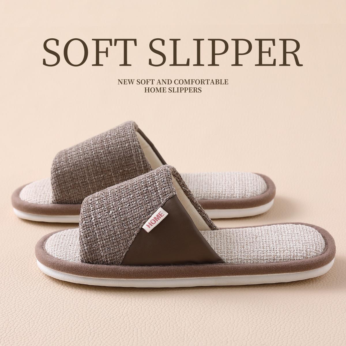 

Linen slippers new summer indoor home soft bottom non-slip breathable deodorant cotton and linen slippers 38