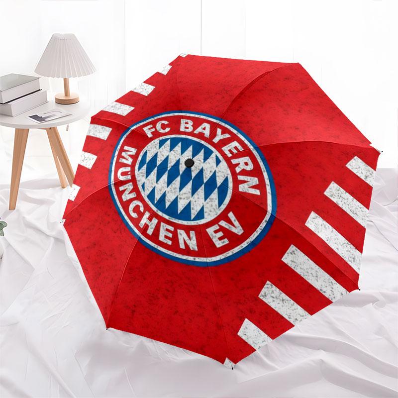 Muster des FC Bayern München, automatischer Regenschirm, tragbares und faltbares Design, 8 Schirmstäbe, ein Weihnachts- oder Geburtstagsgeschenk.