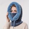 Vinter varm fuzzy lue tykk ensfarget balaclava plysj foret kaldsikker utendørs ski luer Beanies for kvinner