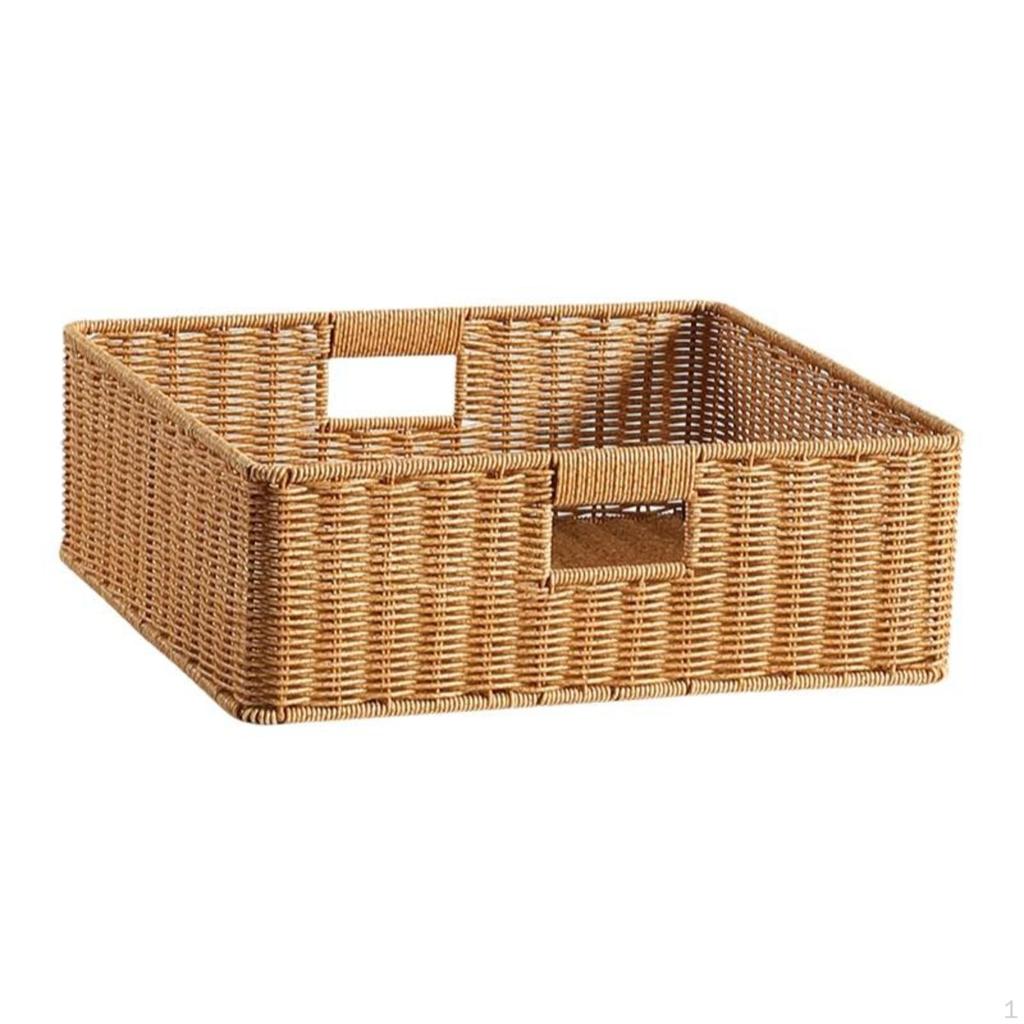 Rattan Storage Organizer, Drawer Cabinet, MultiFunctional Coffee Table, Living Room 57*29*16cm Light