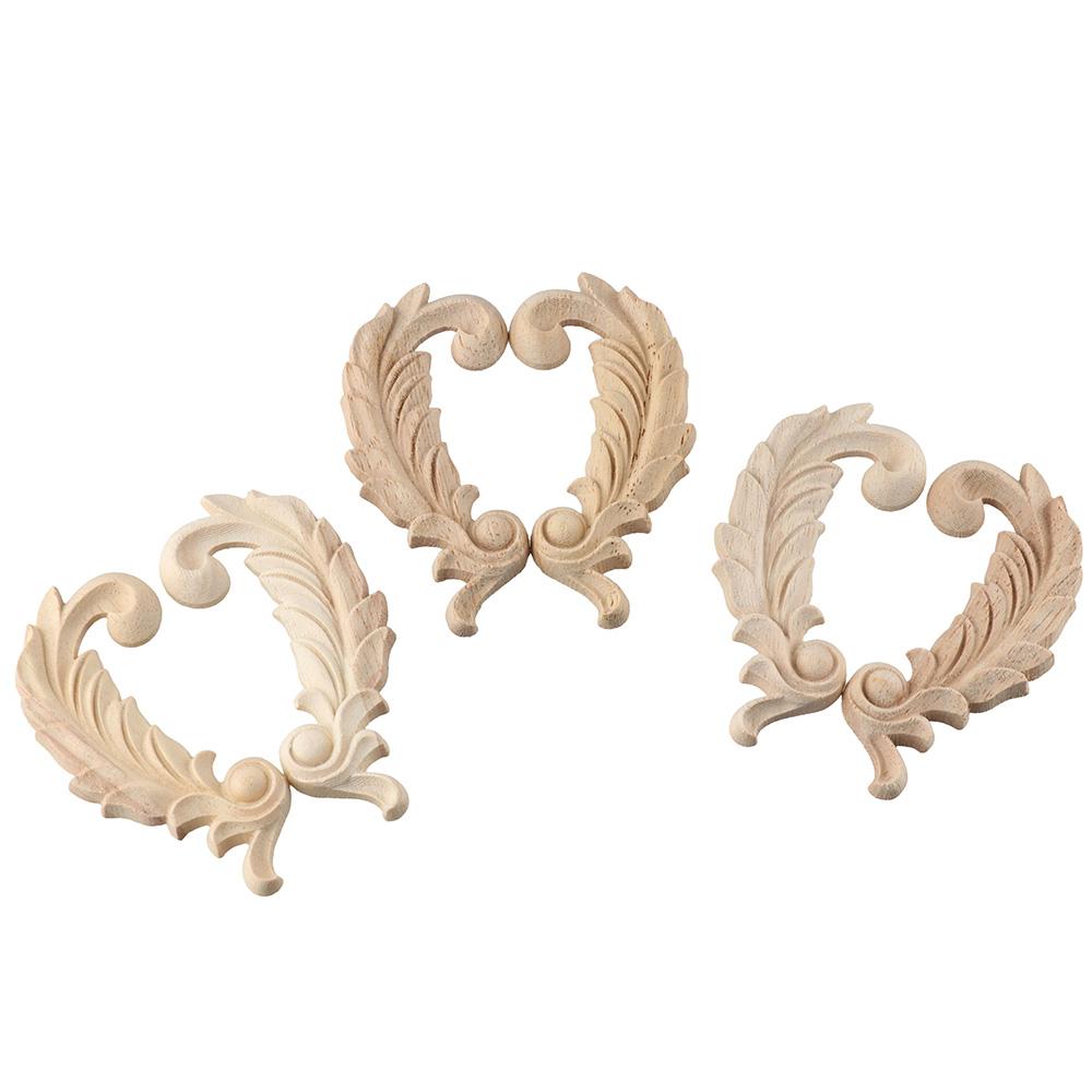 

Неокрашенная накладная аппликация 8,5x4,5 см слева направо с узором в виде листьев, настенных каминов, рамок, декоративных ящиков