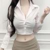 Trendy Women's Slimming Sexy Bust-Enhancing Long-Sleeve Cropped Shirt
