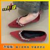Shallow velvet soft bottom flat bottom pedal evening spring rhinestone fashion temperament pointed single shoes new