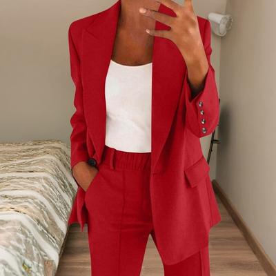 Dámske dvojdielne biznis oblečenie s vrúbkovanou klopou, sako na jeden gombík, elegantná súprava saka a nohavíc, ležérny pracovný set do kancelárie