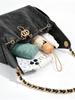 Caviar Hobo Drawstring Bucket Bag: Quilted Chain Shoulder Light Luxury Coco Style Suede