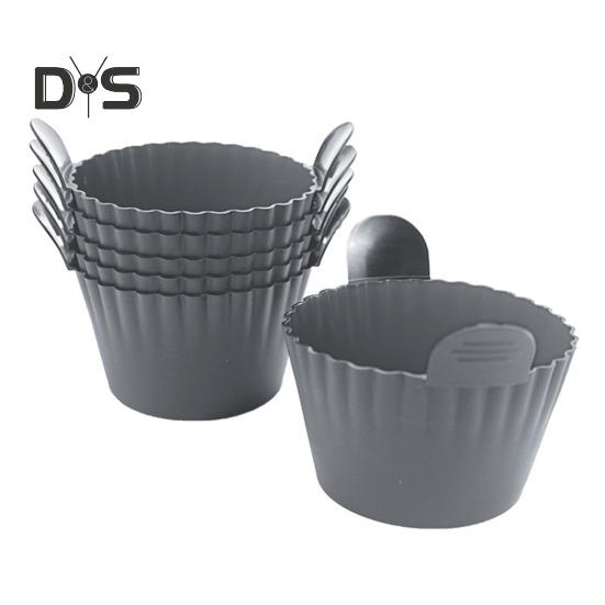

Силиконовые формочки для выпечки кексов для фритюрницы, антипригарные формы для кексов, многоразовые формочки для фритюрниц 6pcs серый