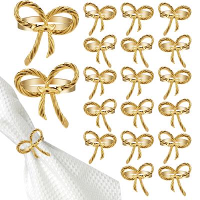 20 Stück Schleifen-/Ginkgo-förmige Serviettenringe Vintage 3D Serviettenringhalter für Tischdekoration Elegante Serviettenspange Dinnerparty-Dekor