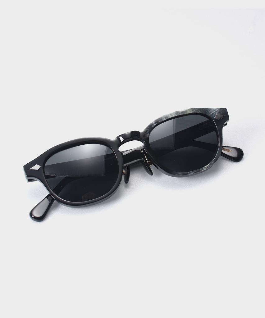 Lingkeonpeuleim Buffalo Horn Arnel Acetate Sunglasses Black
