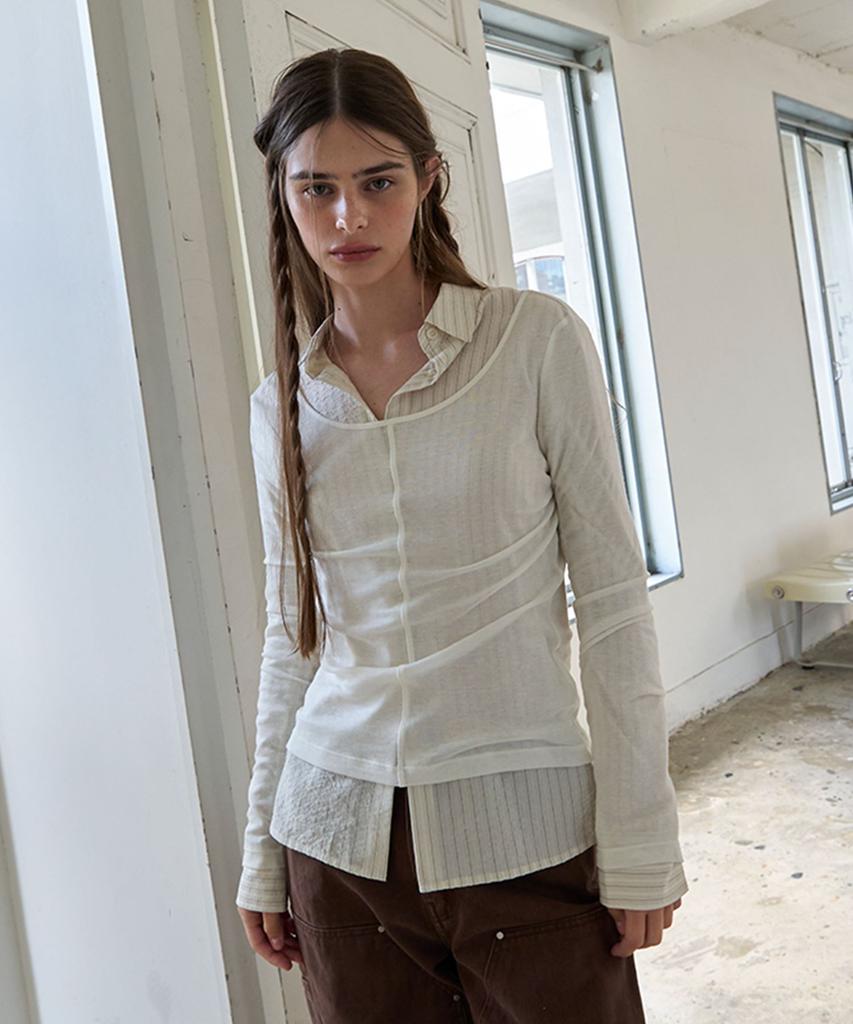 Eine Layered Scoop Neck T-Shirt (Ivory)