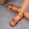 Fashion Mix Color Flat Sandals for Women Summer 2025 Comfortable Non Slip Beach Shoes Woman Lightweight Ankle Strap Roman Sandals