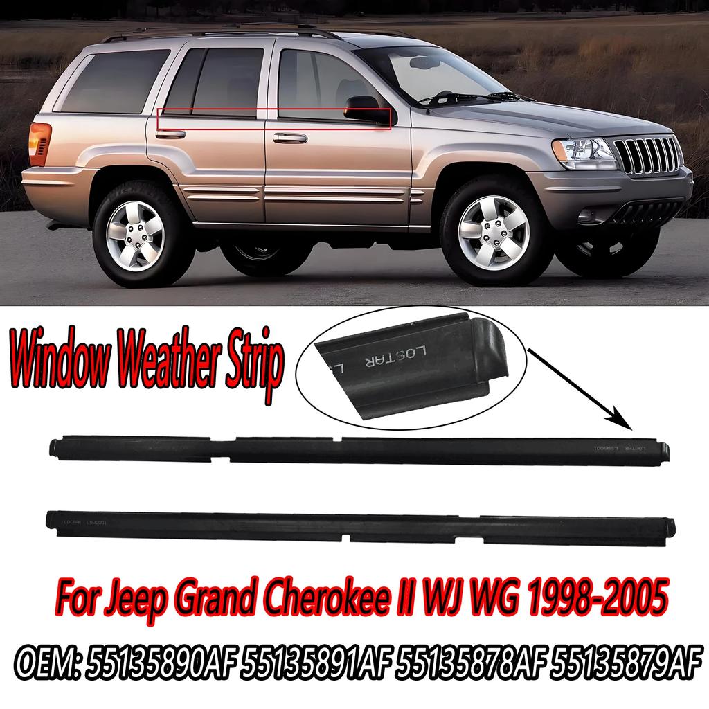 4Pcs/set Car Windows Weather Strip Side Glass Window Pressure Sealant Sealing Strips for Grand Cherokee II WJ WG 1998-2005