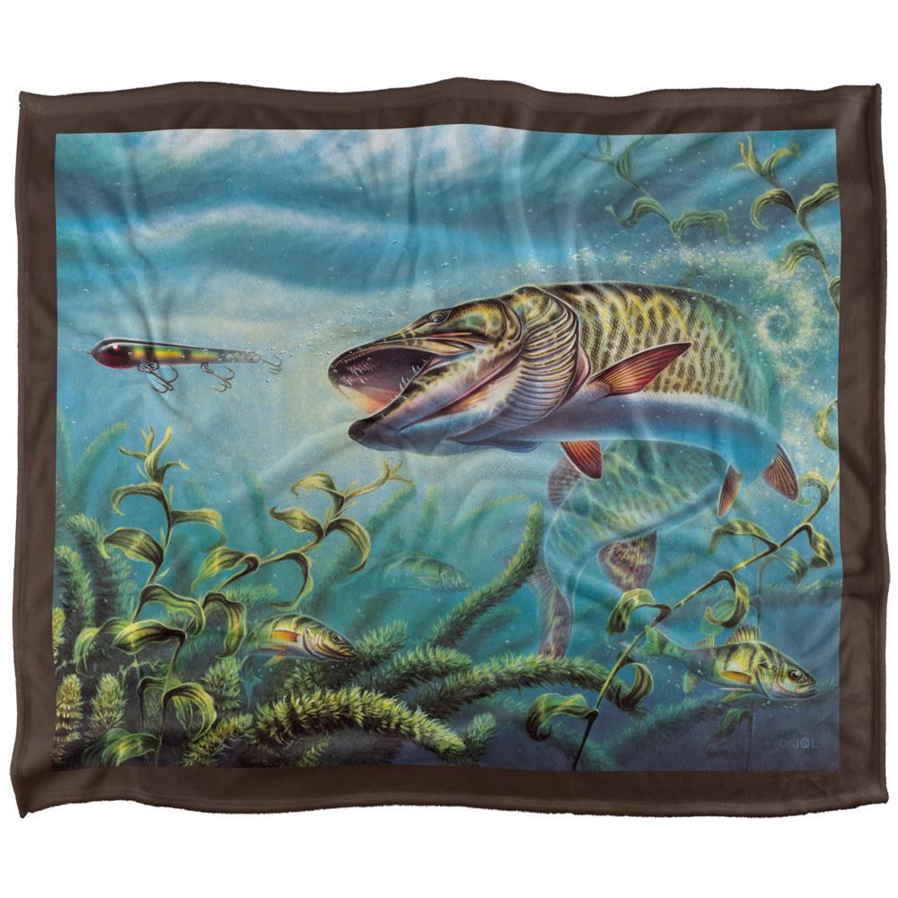 JQ Licensing Provoked Musky Fishing Silky Supersoft Blanket