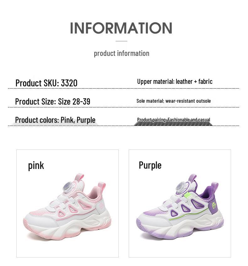 Atmungsaktive Netz-Laufschuhe für Mädchen, Trendige Sport-Freizeitschuhe für Grund- und Sekundarschüler, Herbstkollektion 2025