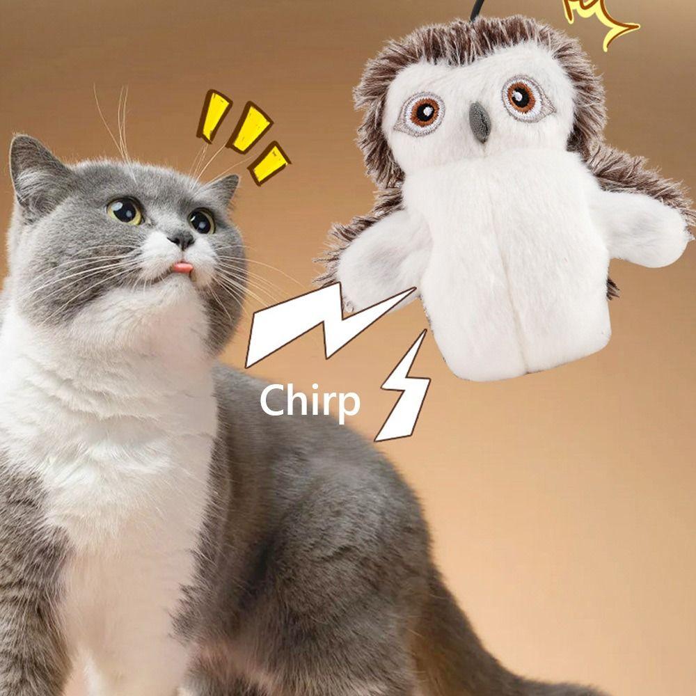10pcs Automatic Cat Teaser Shaking Bird Pet Toy Simulated Cat Hunting Toys Snowy Owl Bird Doll