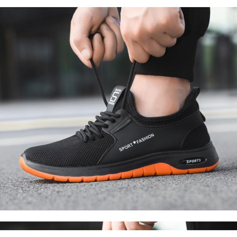 Men New Spring Summer Breathable Fly Knit Sports Casual Shoes, Thin Wear-resistant Safety Protective Work Shoes, Cross-border Footwear