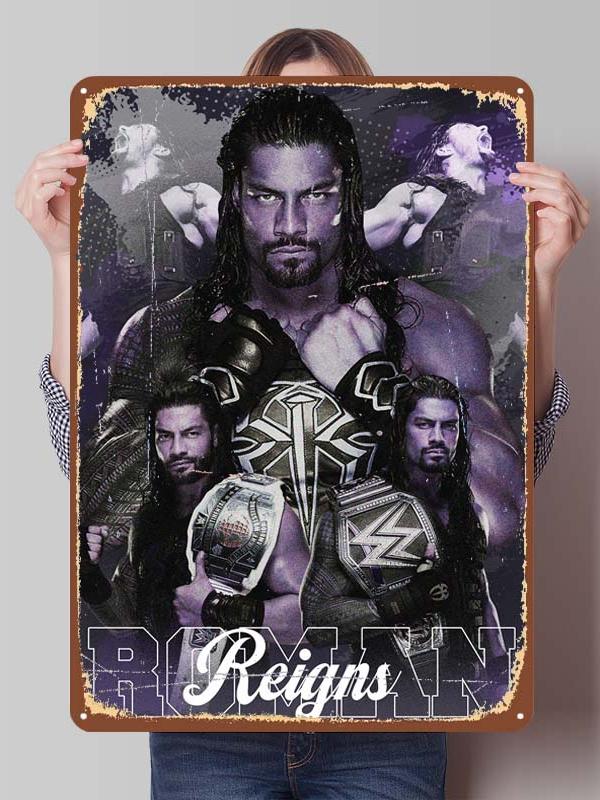 Roman Reigns Metallschilder Wrestler Poster Dekoration Schlafzimmer Anpassbare Blechschilder für Man Cave Wandkunst Dekoration Retro Zimmer