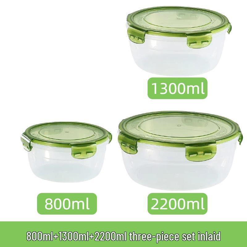 Набор утолщенных пищевых герметичных круглых контейнеров для хранения свежих продуктов большого объема, пригодных для использования в микроволновой печи