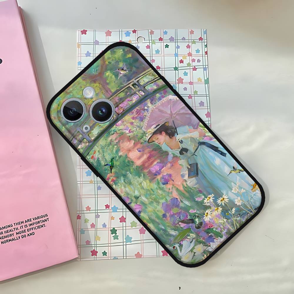 Claude Monet Art Phone Case For IPhone 1716 15 14 13 Pro Max 11 12 Mini X Xs XR Black Silicone Cover