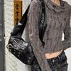 Belt Buckle Women Luxury Designer Handbag and Purses PU Rivet Multiple Pockets Y2K Large Capacity Shoulder Bags Big Totes