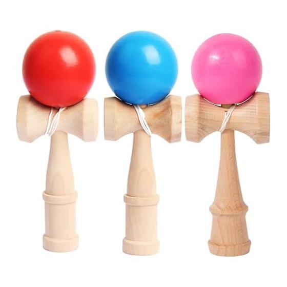 3 Piece Set Kendama Ozora Kendama Wooden Competition Kendama for Practice (Pink + Blue + Red)