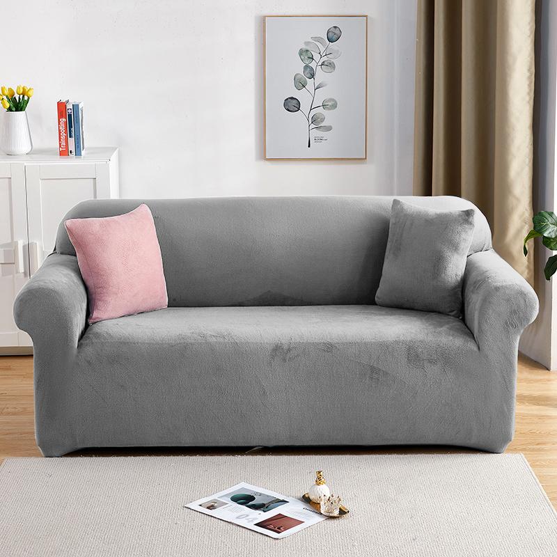 

Оксамитові чохли на дивани для вітальні Одноколірні плюшеві L-подібні кутові чохли на дивани Еластичний протектор Товстий чохол на 1/2/3/4 місця 1 Seater 90-140 cm