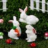 Cute Easter Rabbit Figurine White Hare Mini Animal Resin Bunny Statue Miniature Fairy Garden Decoration Accessories Modern