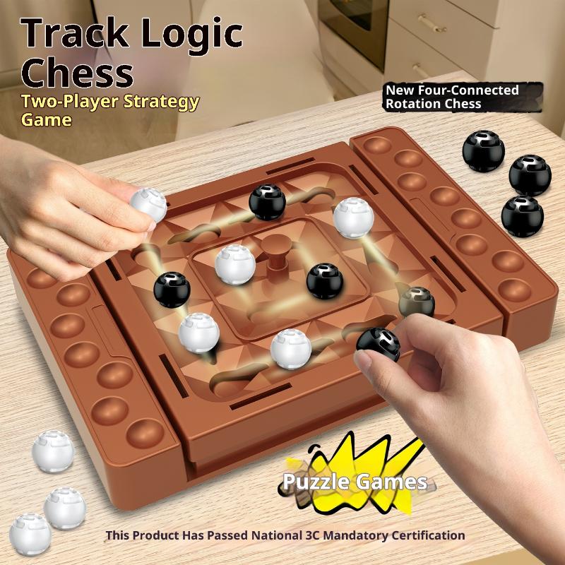 1 Set Montessori Schienen-Schachspiele Touch Flip Schwarz Weiß Schach Eltern-Kind Interaktives Intelligentes Tisch-Brettspiel