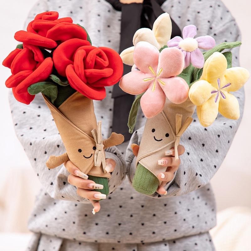 Creative Fun Bouquet of Flowers, Roses, Dolls, Hamburger, Plush Toys, Children's Girls Birthday Gifts