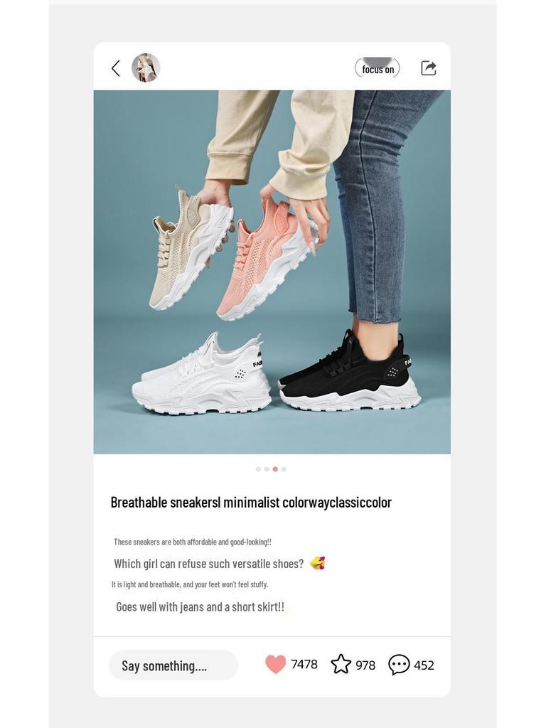 Women's Plus Size Breathable Flyknit Sneakers - Lightweight Mesh, Low-Cut, Comfortable Style 43