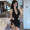 Sex Live Streaming Host Deep Tight Hip Skirt Halter Suspender Free Sexy Lingerie Suit Babes Dress