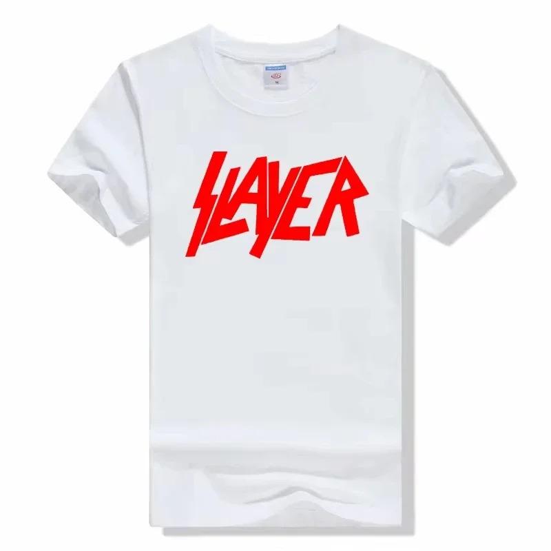 Slayer Klasyczny Zespół Thrash Metalowy Ikoniczne Logo Graficzny Nadruk Codzienny Krótki Rękaw Muzyka Rockowa Streetwear Koszulka