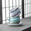 Retro Ceramic Coffee Cup & Saucer Set with Kiln-Change Design for Afternoon Tea