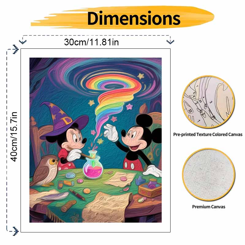 Disney magic wizard Mickey and Minnie digital oil painting art painting handmade diy home decorations