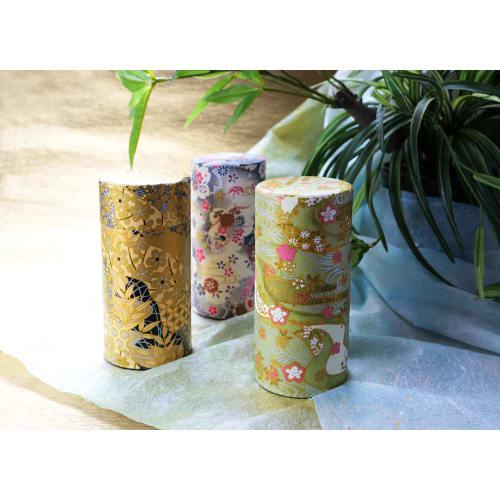 Noguchi Kumataro Teegarten Teedose, Großes Fassungsvermögen 200g, mit Washi-Papier und Innendeckel, Shikisai Grün, Hergestellt in Japan, Stilvoll