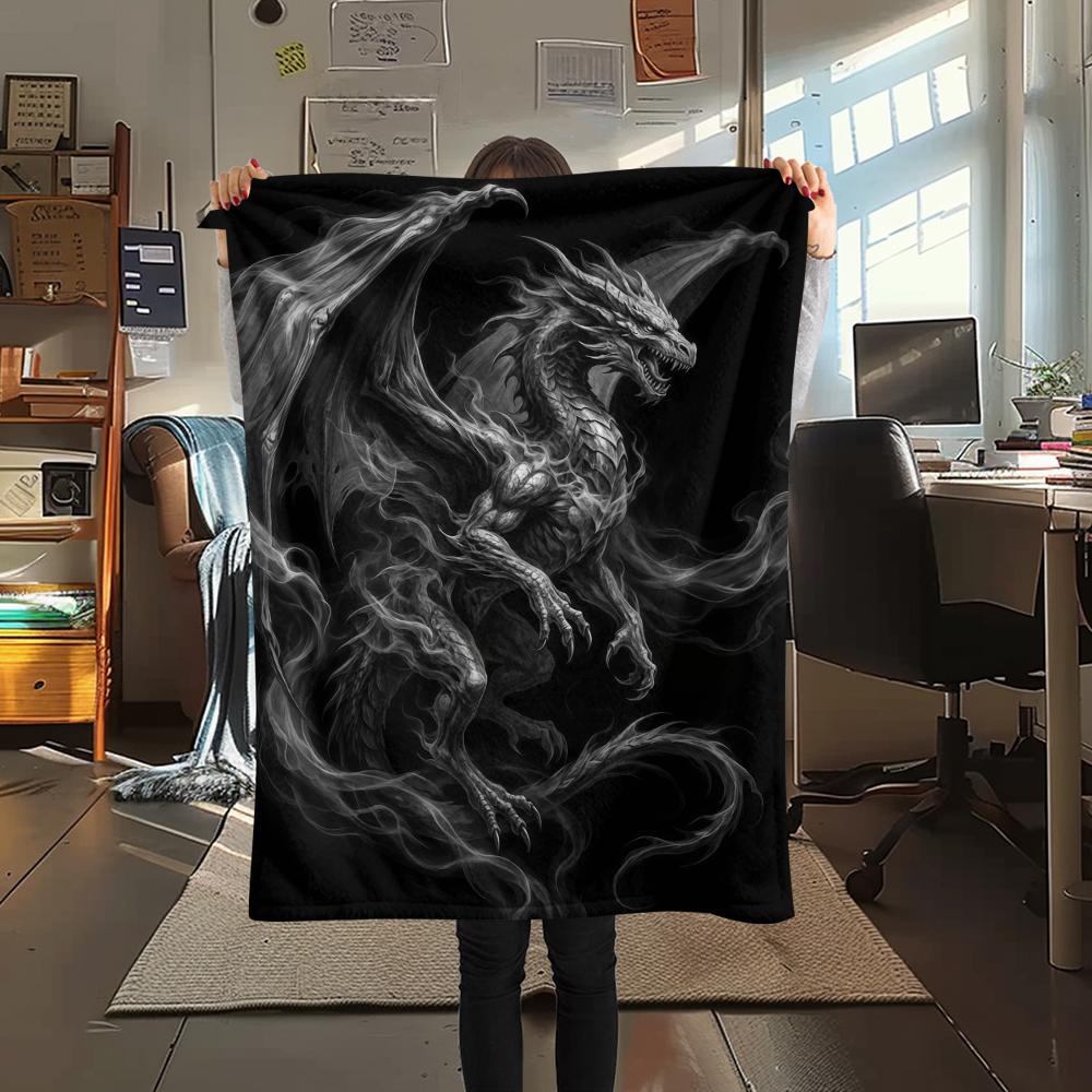 Dark Dead Dragon Unicorn Owl Print Flannel Blanket,High quality Comfortable for All Seasons,Home Decor,Warmth and Comfort,Perfect for Christmas Gifts