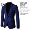 Suit Jacket Men Blazer Single Button Solid Color Turndown Collar Lapel Plus Size Slim Pockets Coat for Office Male