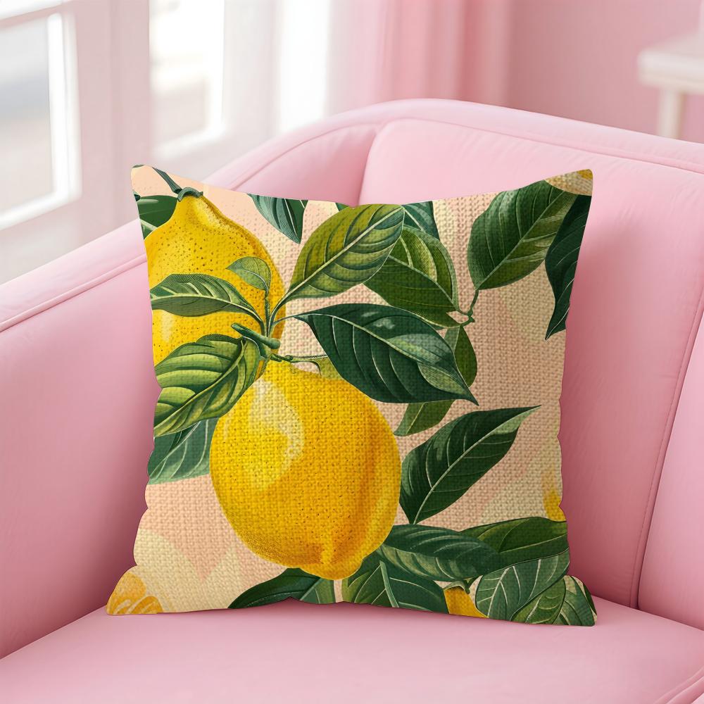 Lemon Fashion Cushion Cover Natural Linen Pillow Case DoubleSided Print Decorative Sofa Pillowcase Home Decor Gift