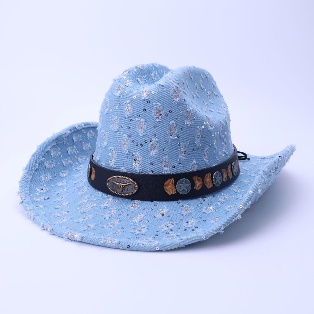 American Retro Old Western Cowboy Hat European and American Bull Head Travel Jazz Hat Men's and Women's Versatile Top Hat